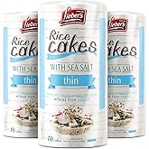 Lieber's Sea Salt Whole-Grain Brown Rice Cakes, Gluten Free, Vegan, 3-Pack | Dairy Free, Wheat Free and Kosher Certified, Crispy, Crunchy Snack with 60 Calories or Less per Cake for on-the-go Eating.
