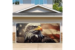 THISFIND 13x6ft USA Patriotic Bald Eagle Flag Garage Door Decoration Flag Photography Backdrop National Day Labor Day Party Background Patriotic Party Yard Decoration Props
