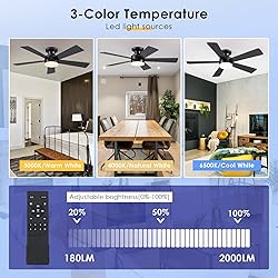 BYKISTOK Flush Mount Ceiling Fans with Lights