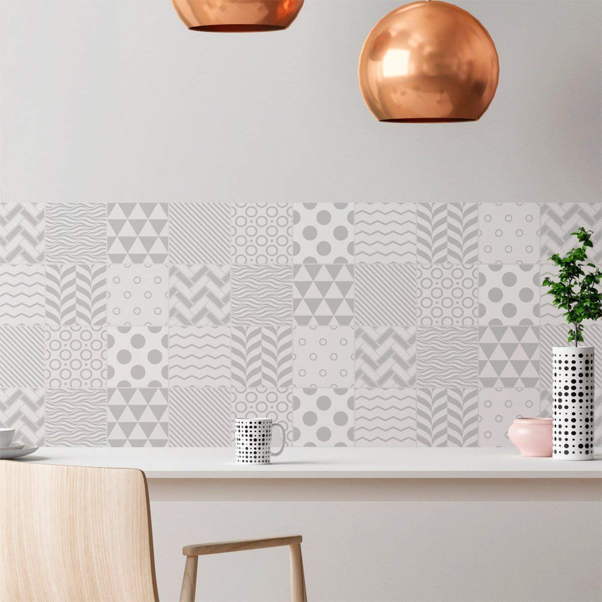 Ambiance Sticker Self-Adhesive Decorative Wall Decal Cement Tile for Bathroom and Kitchen Finnois - Pack of 9 Stickers of 10 x 10 cm