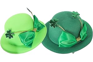 Beaupretty 2pcs St Patrick's Day Mini Shamrock Hats Hair Barrettes Lightweight Holiday Hair Accessories for