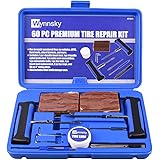 WYNNsky Heavy Duty Tire Repair Tools Kit - 60 Pcs Set For Motorcycle, ATV, Jeep, Truck, Tractor Flat Tire Puncture Repair