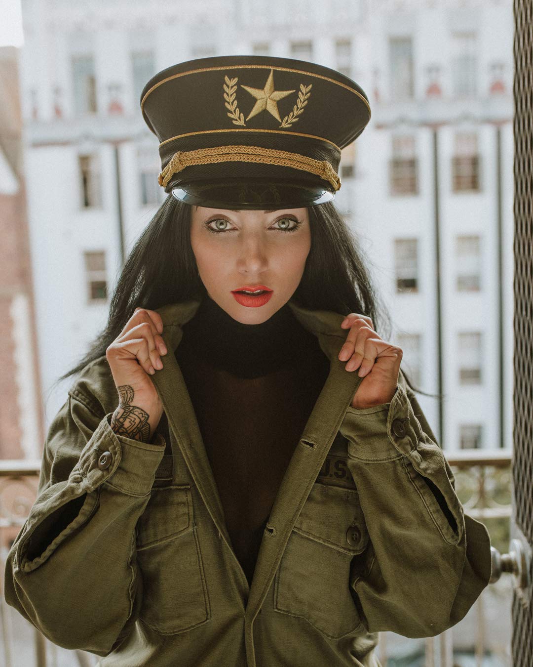Leg Avenue Women's Military Hat, Gold/Black, One Size