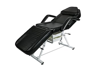 Adjustable Salon Spa Massage Bed Tattoo Chair Facial Eyelash Extension Table With 2 Drawers Black