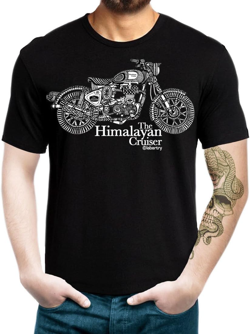 Labartry Men's Round Neck Artist Bike Cotton T-Shirt 'The Himalayan Cruiser' | Bullet | Royal Enfield