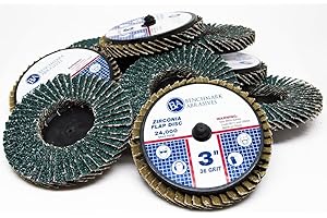 Benchmark Abrasives 3" Quick Change Zirconia Flap Disc Grinding Wheel with Male R-Type Back Design - Cleaning Finishing Deburring of Irregular Surfaces - for Die Grinder & More (10 Pack) 60 Grit