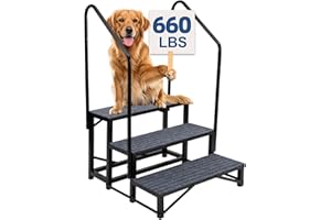 Airynee 3-Step RV Steps with Dual Handrails – Heavy-Duty RV Stairs for Camper, Hot Tub, Trailer & Porch with Non-Slip Mats