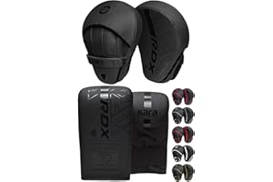 RDX Boxing Pads and Bag Gloves Set, Maya Hide Leather Kara Hook and Jab Training Pads, Curved Focus Mitts for MMA, Muay Thai, Kickboxing Coaching, Martial Arts, Punching Hand Target Strike Shield