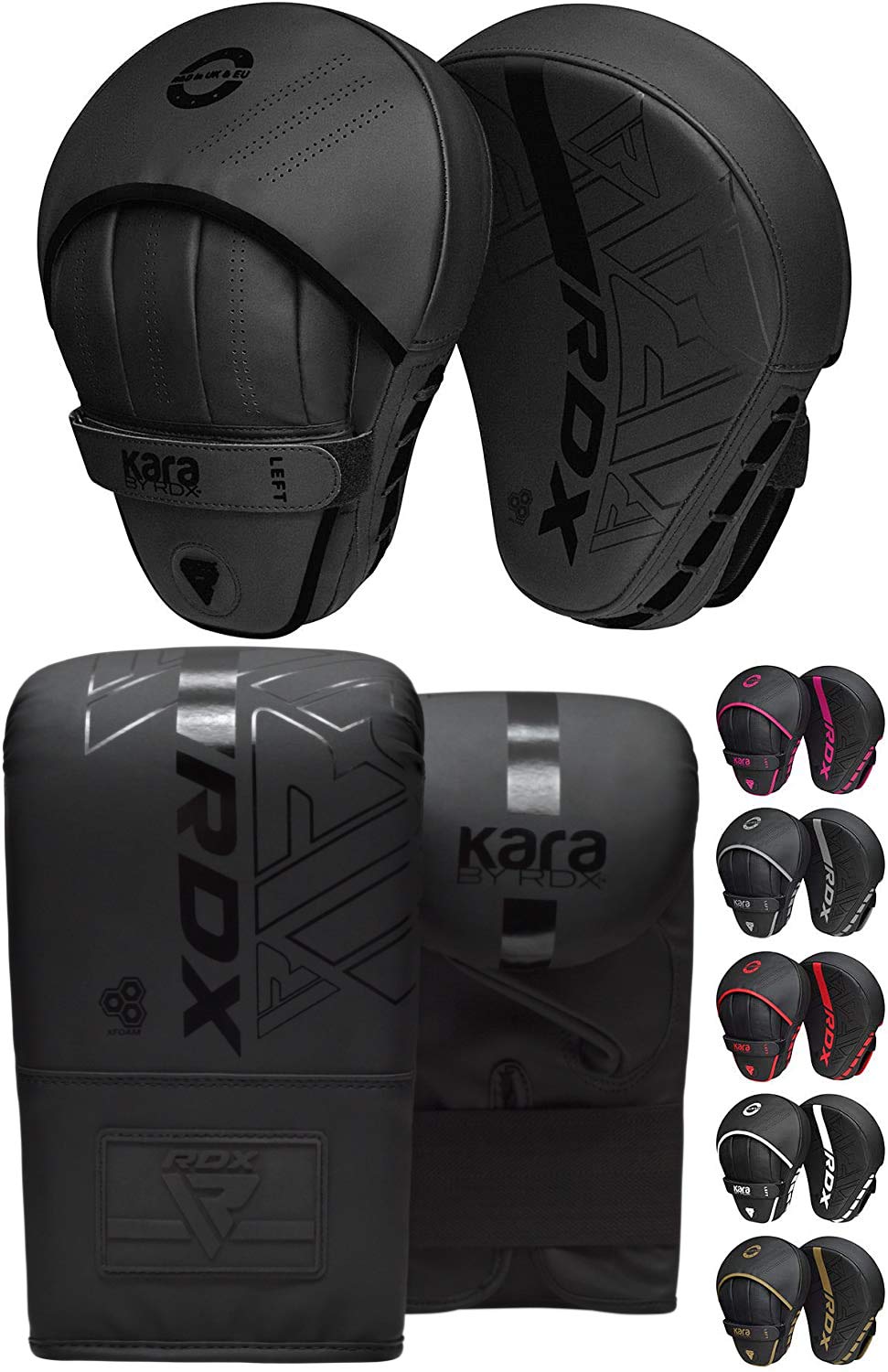 RDX Boxing Pads and Bag Gloves, Maya Hide Leather KARA Hook and Jab Training Pads, Curved Focus Mitts for MMA, Muay Thai, Kickboxing Coaching, Martial Arts, Punching Hand Target Strike Shield