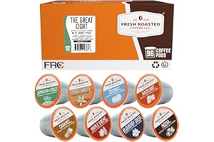 Fresh Roasted Coffee, The Great Eight, Flavored Coffee Pod Variety Pack, K-Cup Compatible, 96 Count