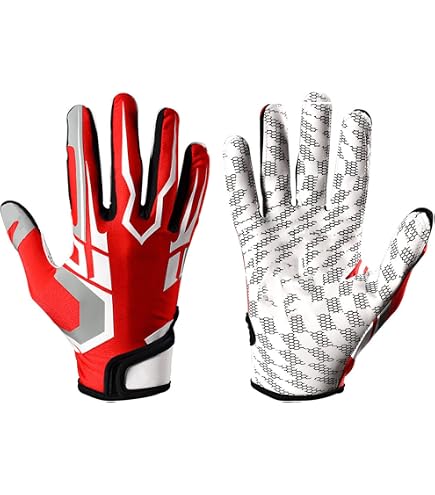 Gants De Football Hushe' – Motif Drapeau Américain, Paume En Silicone Adhérent, Pour Adultes Et Jeunes, Antidérapants