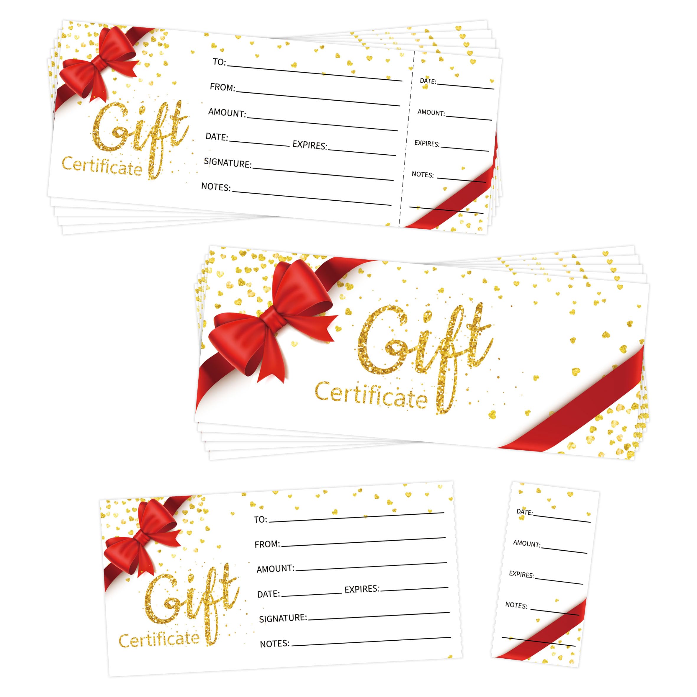 Photo 1 of YHNTGB 135pcs Blank Gift Certificates Cards for Business Spa Salon Wedding Bridal Customer Client Paper Voucher Coupon 5.9 x 2.36 Inch