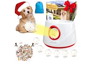 Wortade Automatic Ball Launcher for Dogs, Dog Ball Thrower with 19-32-45Ft Distance, Rechargeable Automatic Launcher with 6 Balls (2.2"), Dog Balls Launchers for Small & Medium Red