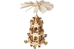 BRUBAKER Wooden Christmas Pyramid - 18 Inches - 3 Tier Carousel - Nativity Play