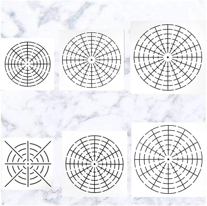 Amazon Co Jp 曼荼羅模様ステンシルテンプレート6点セット ワンナップ マンダラ ドット柄 木製 家具 エアブラシ 壁アート 8 12 16セグメント 文房具 オフィス用品
