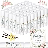 Whaline 60Pcs Thank You Gift Lip Balm Bulk Wedding Lip Balms Vanilla Flavor Floral Moisturizing Lip Care Guest Basket Gift Stuffer for Bridal Shower Baby Shower Birthday Party Favor Supplies