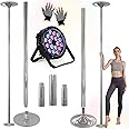 GOODTIMES Dance Pole - Professional Dancing Pole with LED Lights - Portable Heavy Duty Spinning & Static Dancing Pole for Dancing - Height Adjustable Dance Fitness Pole for Training & Exercise