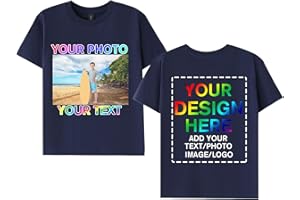 huale POD Custom Personalized Shirt for Child Boys Girls - Personalized Kids Shirt with Text Photo Image - Front & Back Print