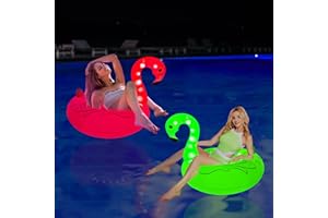 SATXTREM 37'' Inflatable Light Up Flamingo Pool Float for Adult,Large Solar Powered LED Swimming Tube Ring,RGB Glow in The Dark Large Pool Beach Floaties Lake and Beach Floaty Summer Pool Raft