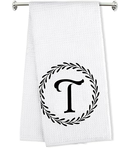 SKL Home Monogram Hand Towel Set - 2-Pack White Cotton Towels With Gray Embroidered Letter
