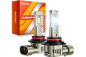 SEALIGHT 9012 HIR2 Headlight LED Bulbs, 1000% Super Bright, 6500K Cool White 9012 1:1 Size Lighting with 25000RPM Cooling Fan, Plug-N-Play 9012 Driving Bulb, Pack of 2