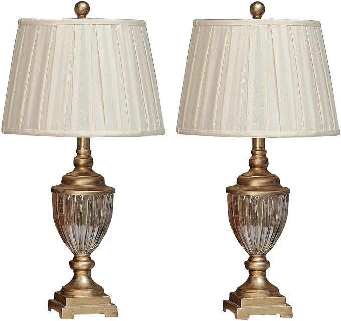 U'Artlines 2 x Crystal Antique Brass Table Lamps Bedside Desk Lamp with