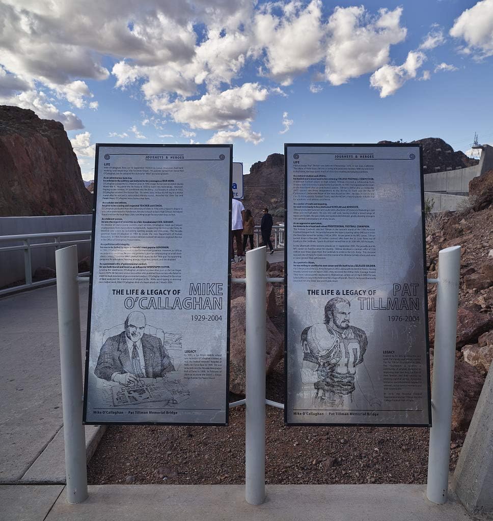 18 x 24 Ready to Hang Canvas Wrap of Plaques Explaining The Name of The 2010 Mike O'Callaghan-Pat Tillman Memorial Bridge Past The Massive Hoover Dam r86 2018 Highsmith