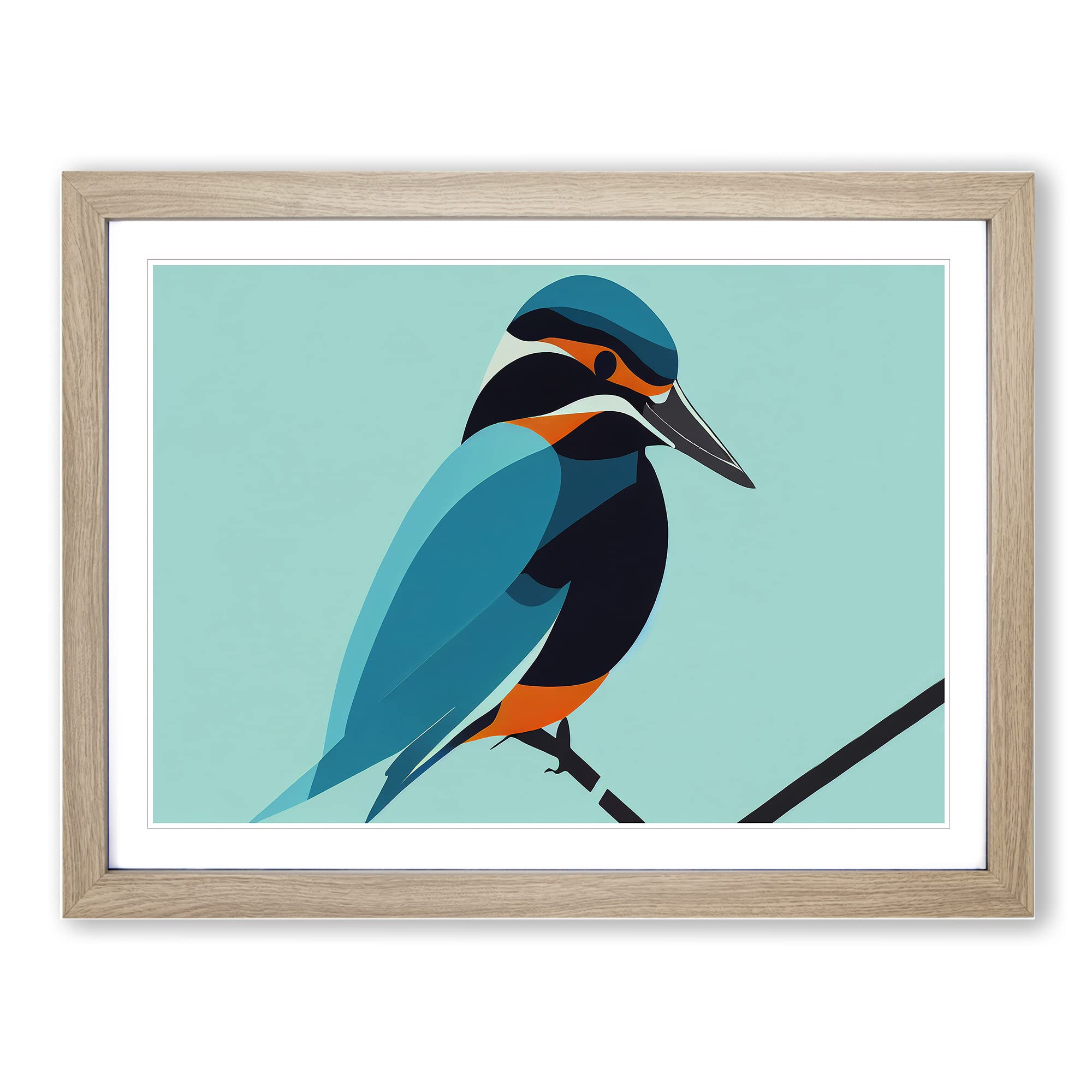 Lush Kingfisher Bird Abstract Framed Print | A4 Oak Framed Wall Art | Ready to Hang | Abstract Fantasy Picture | Living Room Bedroom Lounge Office