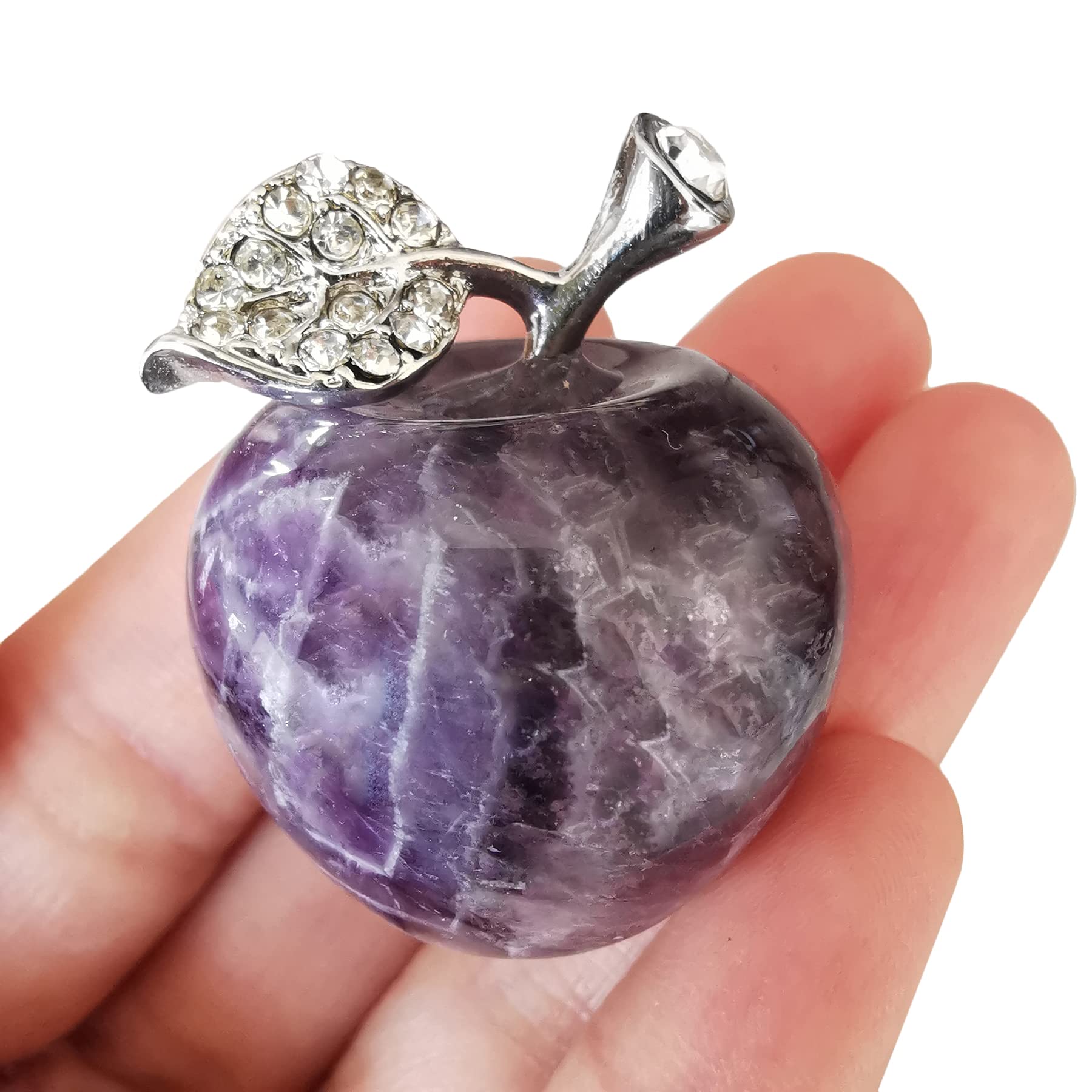 Lovionus89 Natural Amethyst Apple Statue, Healing Crystal Figurine Sculpture Home Ornament Wedding Decoration 3cm — image 1
