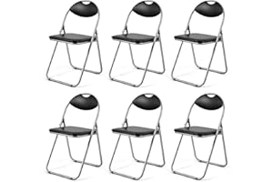 Safstar Folding Chairs Set of 6, 6 Pack Metal Folding Chairs with Padded Seat, 6-Piece Black Foldable Chairs for Reception Wa