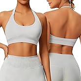 Anncude Sports Halter Bra Workout Yoga Bralette - Backless Bras for Women Padded Gym Open Back Bra Removable Pads
