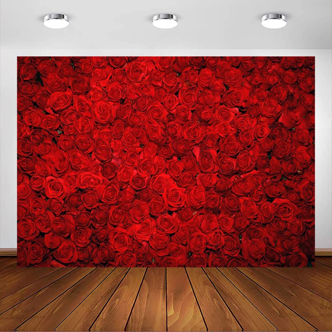 Avezano Flower Backdrop Red Rose Wall Photography Background Wedding Lovers Birthday Kids Photo Shoots Personal Portrait Photo Background Studio Props(8x6ft)