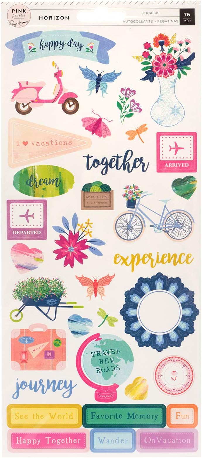 Pink Paislee Stickers, Multi