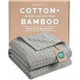 Cooling Waffle Blanket for Hot Sleepers - King Size, 108x90, Grey | Lightweight, Soft, Summer, Autumn Blanket, Rayon Derived from Bamboo, Waffle Weave, Luxury Throws for Bed, Sofa &amp; Couch