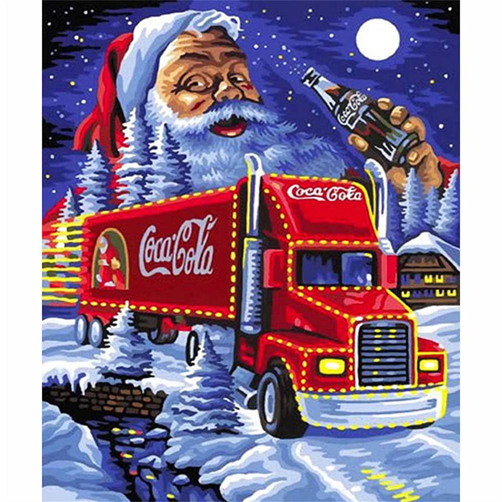 Diamond Painting Kits with Tools, Meecaa Santa Truck Christmas Moon DIY 5D Full Drill Cross Stitch Diamond Mosaic Art Crafts 30x40cm (Santa Claus 1)