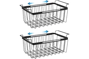 Wetheny Freezer Organizer Bins, Expandable Deep Freezer Baskets for Chest Freezer, Adjustable From 15.6" to 24.3" Wire Basket