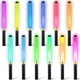 Glooglitter 12 Pcs Glow Sticks LED Light Sticks Reusable, Black | Glow in The Dark Party Supplies, Bulk, Flashing Bright Lightsticks, Aaa Battery Powered, for Concert Halloween Carnival