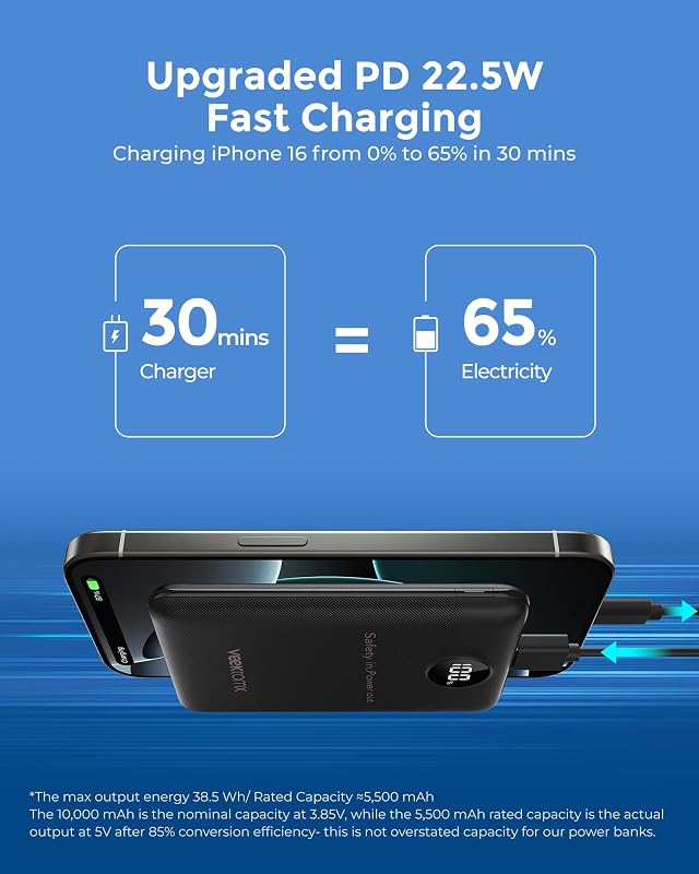 Power Bank 10000mAh PD 22,5W, 3 Ausgänge & 2 Eingänge, Klein — Foto 5 von 8