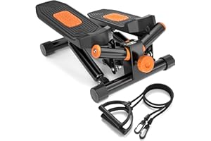 DAEYEGIM Steppers for Exercise, Stair Stepper with Resistance Bands, Mini Stepper with 300LBS Loading Capacity, Hydraulic Fitness Stepper with LCD Monitor