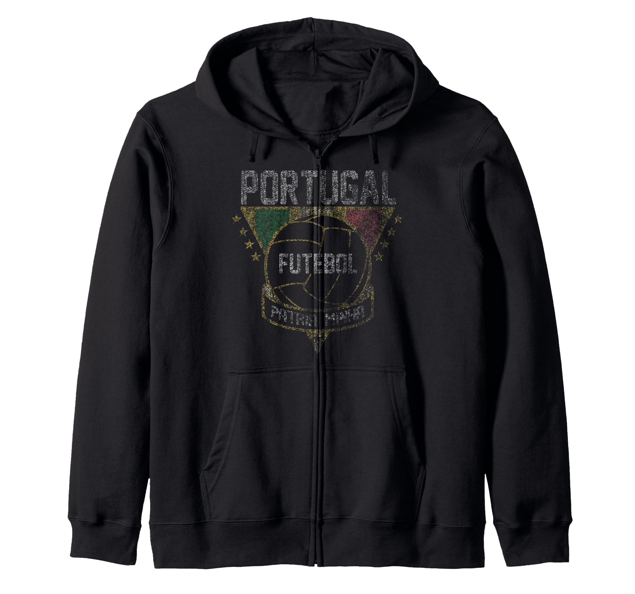 Portugal Vintage Futbol Zip Hoodie