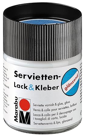 Marabu 11400005844 - Transparenter Lack und Kleber für Serviettentechnik, glänzend, auf Wasserbasis, Wetterfest und lichtbest