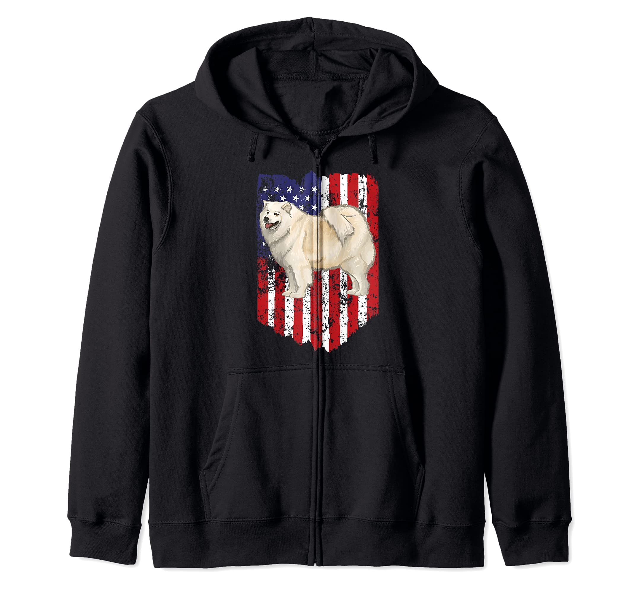 American Flag Samoyed 4th Of July USA Zip Hoodie