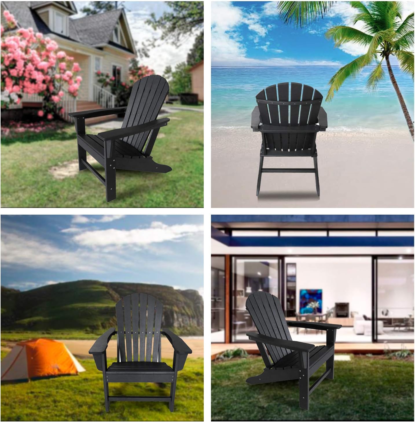 DAILYLIFE Plastic/Resin Classic Outdoor Adirondack Chair Polystyrene Weatherproof Lounge Chair for Porch Patio Deck Garden,Backyard & Lawn Furniture: Kitchen & Dining