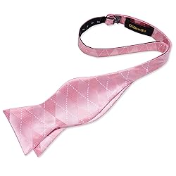 DiBanGu Pink Bow Ties for Men Plaid Bow Tie and