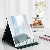 OWLKELA Portable Folding Mirror 25x18cm Black PU Leather Travel Vanity view 7