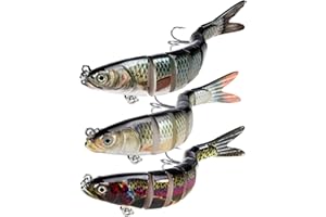 Rose Kuli Fishing Lures for Bass Trout Topwater Multi Jointed Swimbaits Slow Sinking Bionic Swimming Lures Bass Freshwater Saltwater Bass Lifelike Fishing Lures Kit