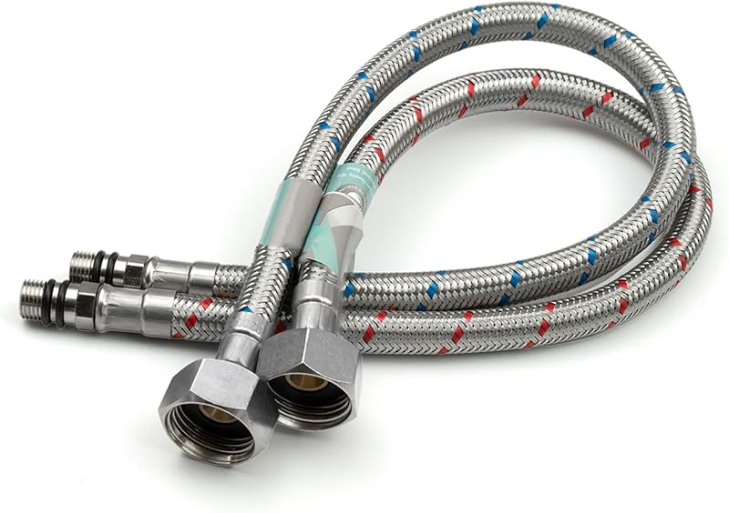 Xcel Home M10 x 1/2 BSP Flexible Tap Connectors 400mm Pair Braided Stainless