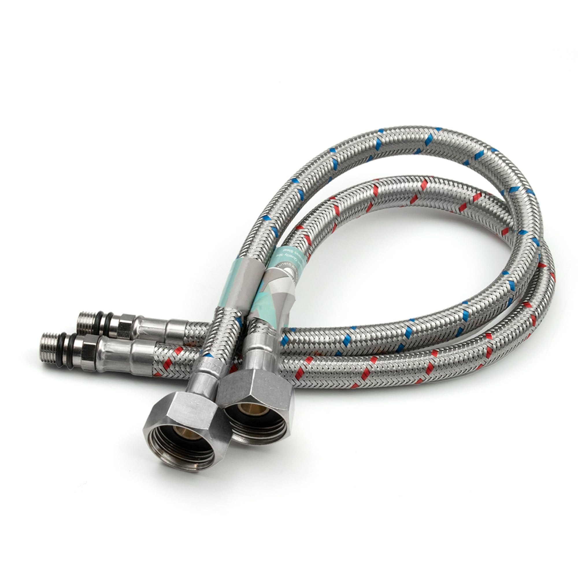 Xcel Home 2 x M10 x1/2 Flexible Tap Connectors (400mm) | 10 Lengths | Pair of BSP Kitchen/Basin Monobloc Mixer Flexi Pipe Tails | Braided Stainless Steel โ image 1