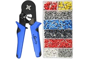 Sopoby Ferrule Crimping Tool Kit AWG 28-8 Self-adjustable Ferrel Crimper Kit with 1200PCS Electrical Wire Terminals Crimp Connectors