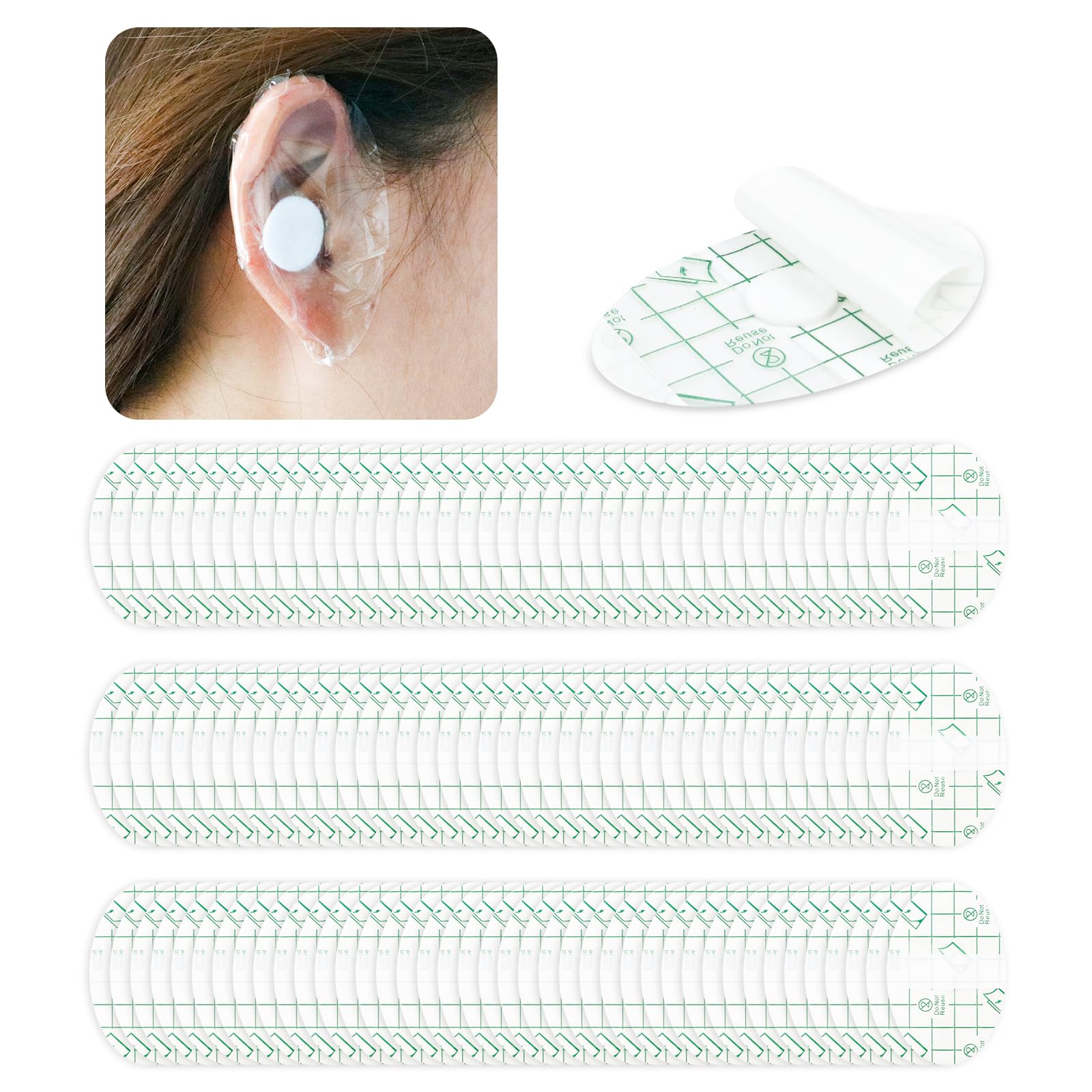 Photo 1 of 120 PCS Disposable Waterproof Ear Patches for Shower, Soft Cotton Baby Waterproof Ear Stickers Ear Covers, with Waterproof Cotton Ear Plugs for Swimming Shower Surfing and Other Water Sports